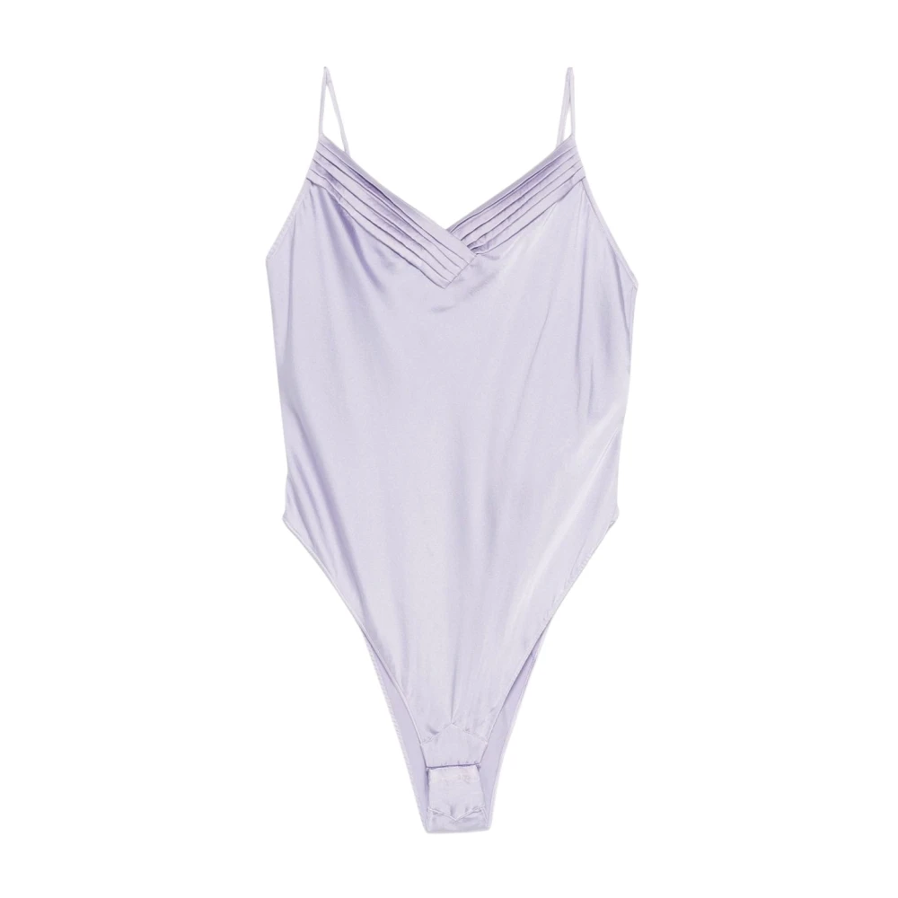 Forte Forte Women's Purple Full-Body, 2XS, Silk Satin Bodysuit