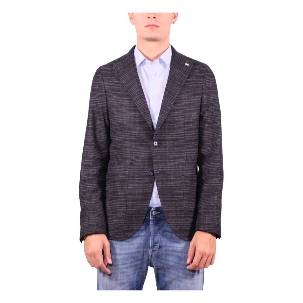Manuel Ritz Blauw Wollen Katoenen Jas Blue Heren