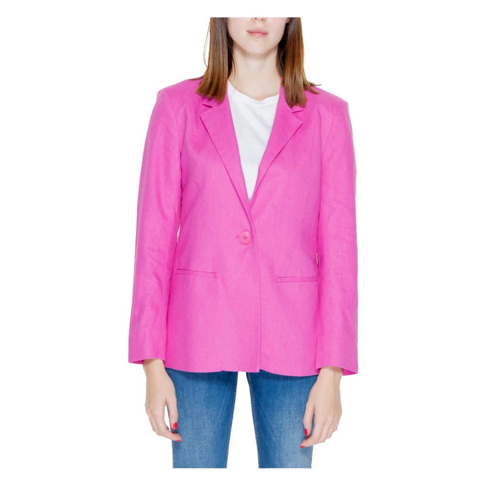 Only Lila Linne-Blandning Blazer med Knappfäste Purple, Dam