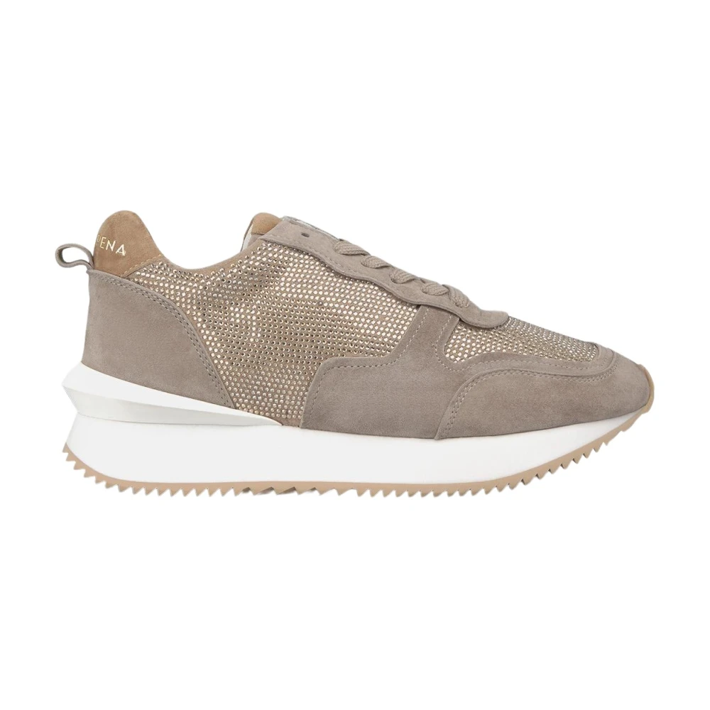 Alma EN Pena Skinande lädersneaker med plattformsula Beige, Dam