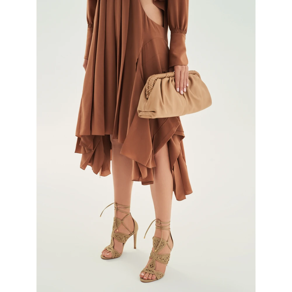 Kazar Effectieve leren tas met metalen frame Beige Dames