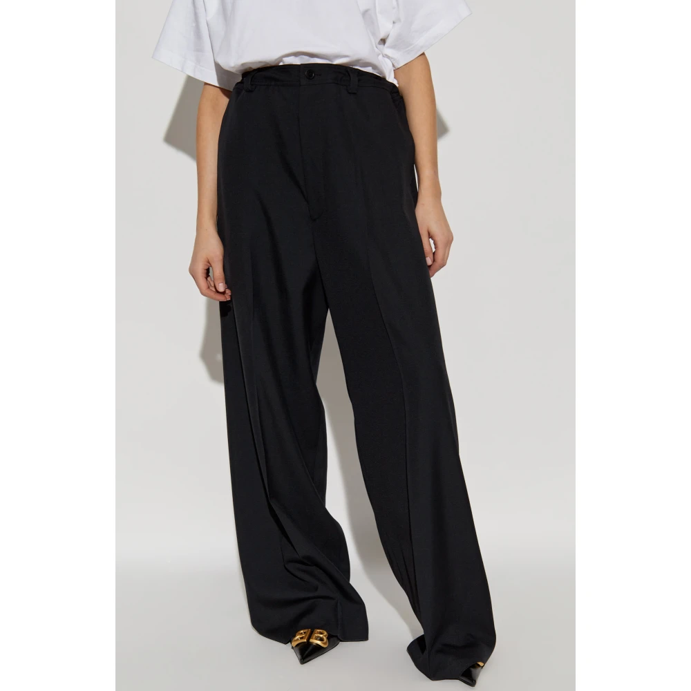 Balenciaga Broek met wollen afwerking Black Dames