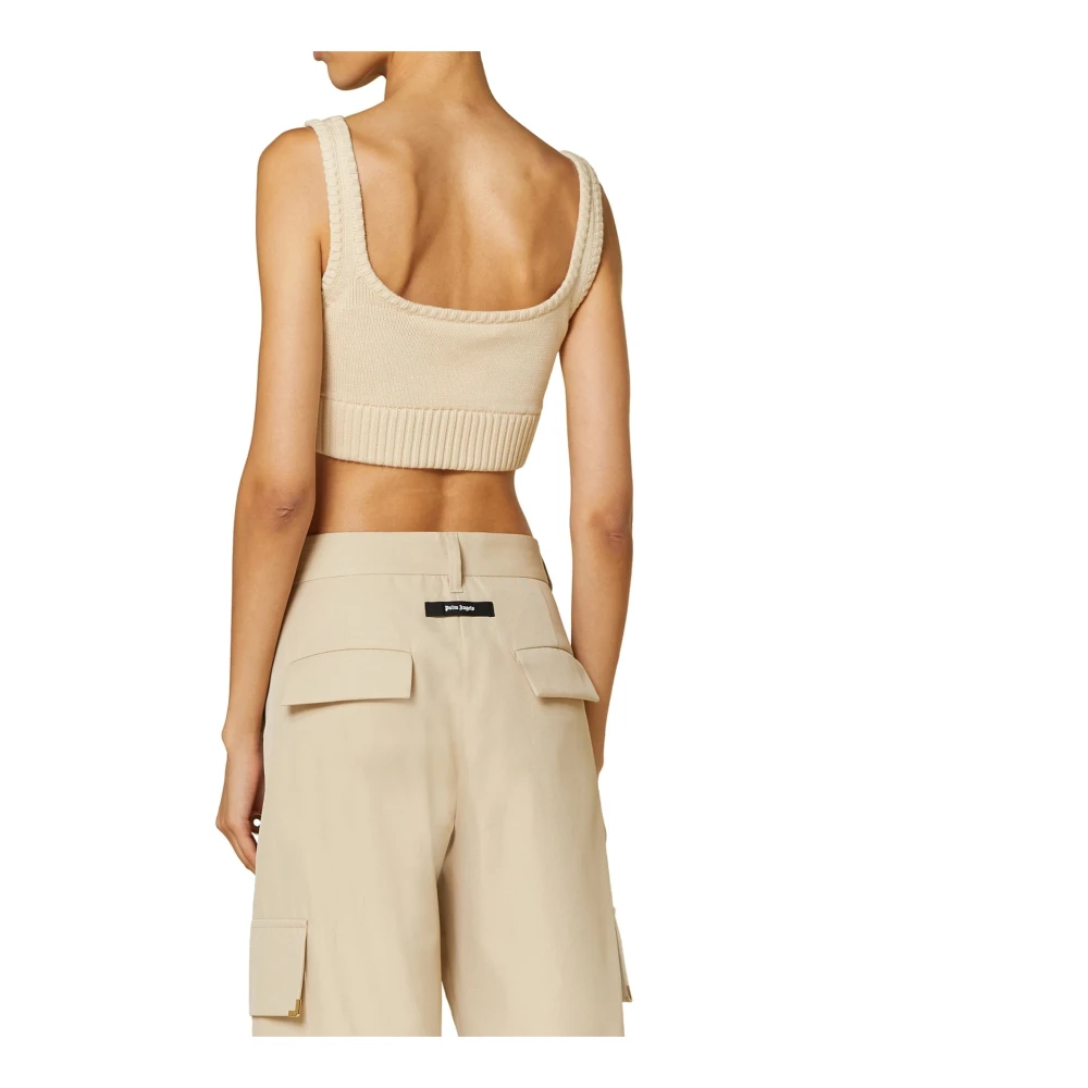 Palm Angels Witte Katoenen Cropped Top White Dames
