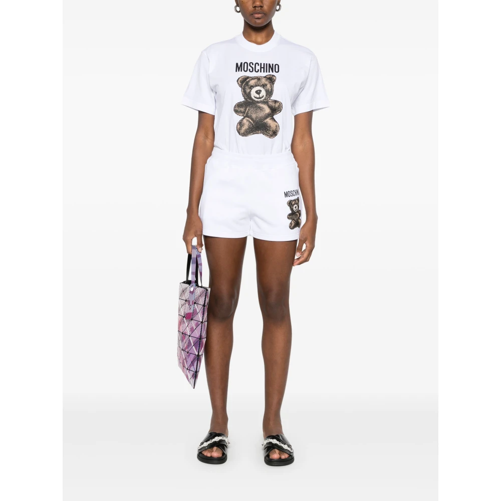 Moschino Teddy Bear Logo Print T-shirt Wit White Dames