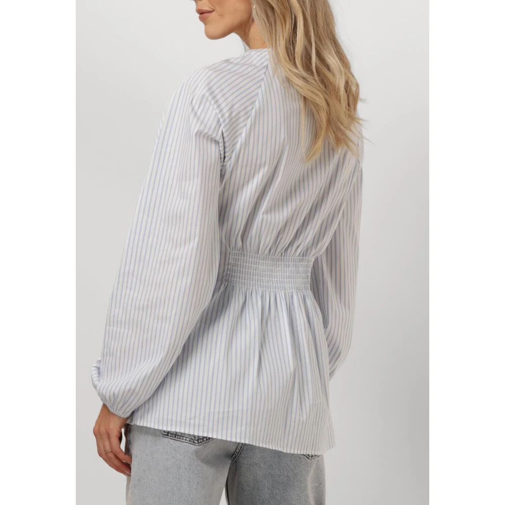 Object Gestreepte Sculpture Fit Blouse Blue Dames