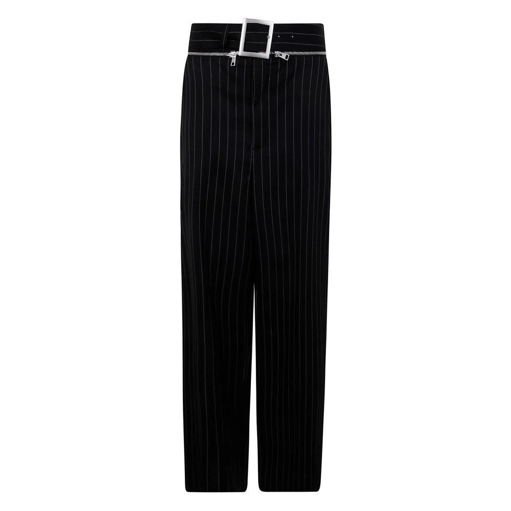 Jean Paul Gaultier Pinstripe Wool Tailored Broek met Riem Black Dames