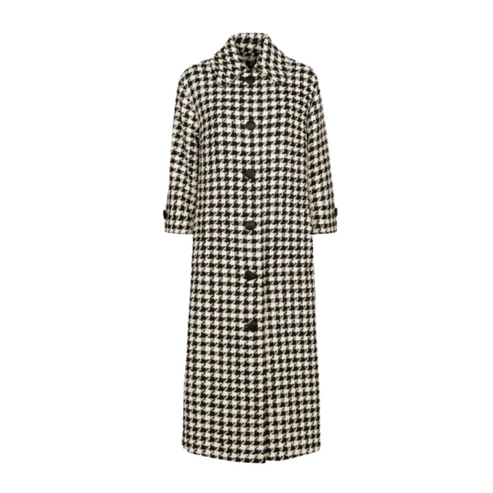 Dolce & Gabbana Houndstooth Trench Coat Gray Dames