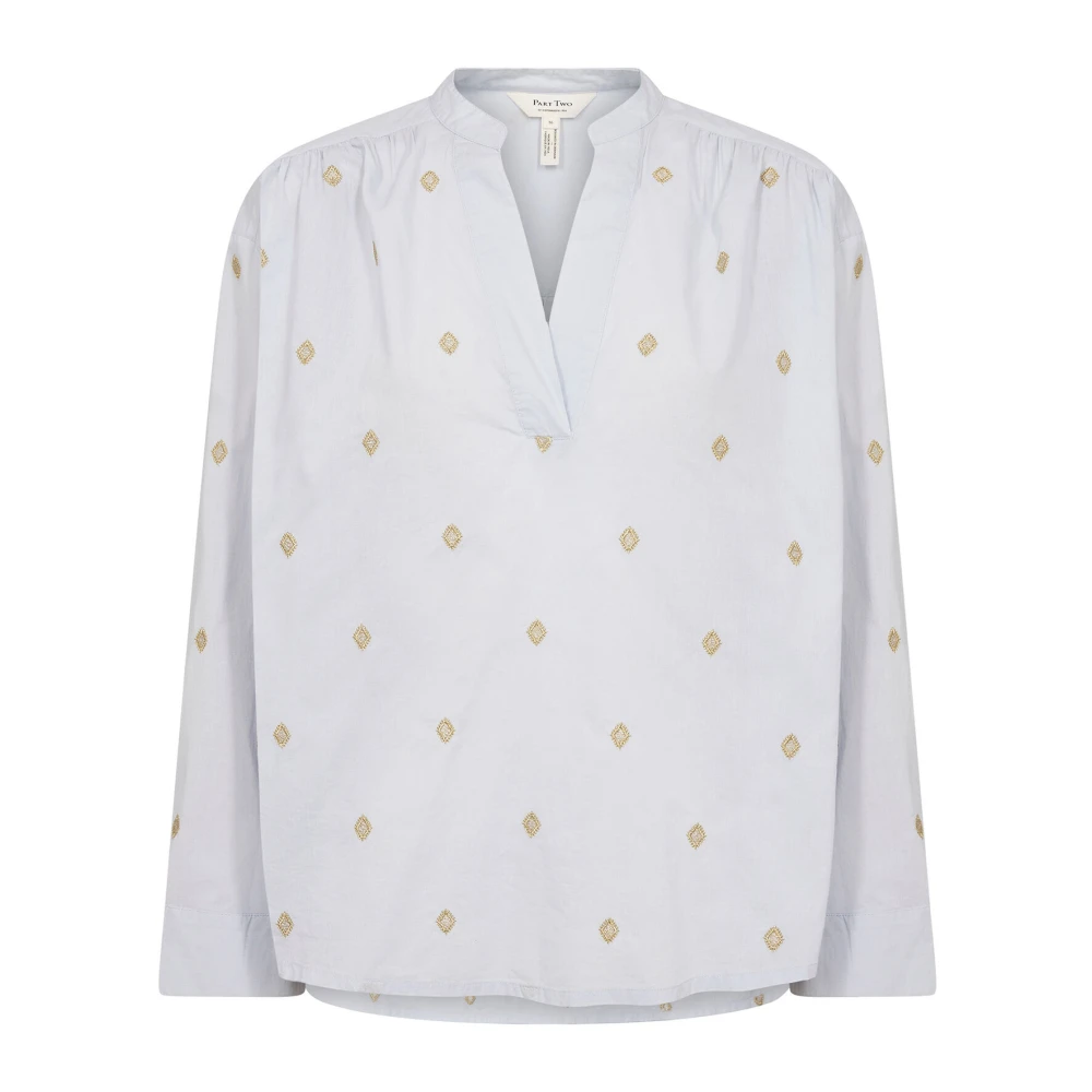 Part Two Gouden Geborduurde Oversized Blouse Blue Dames