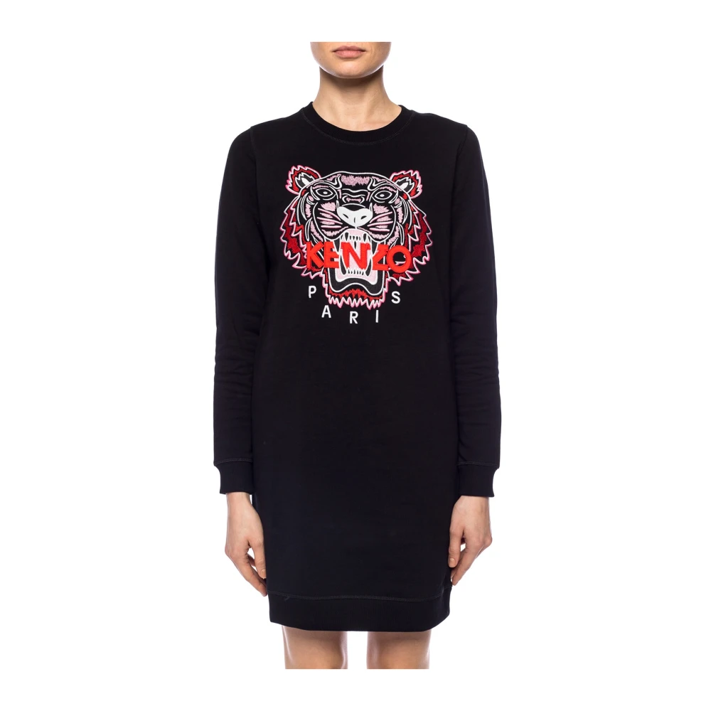 Kenzo Logo-geborduurde jurk Black Dames