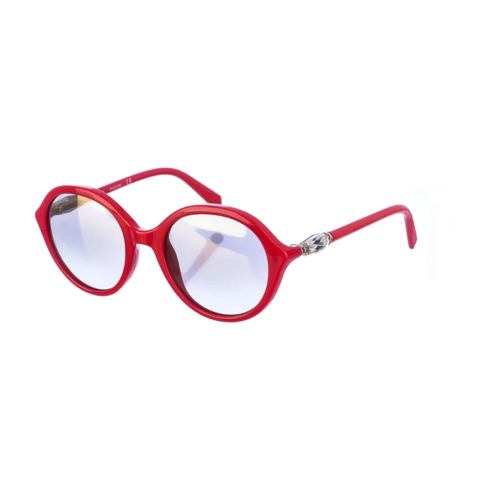 Swarovski Women's Red Oval-Shaped Granate Sunglasses With Yellow Lenses - Sunglasses - One Size - Accessories