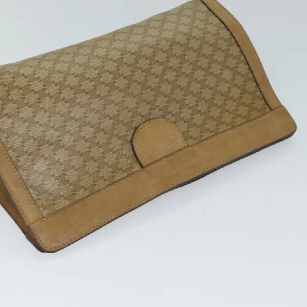 Celine Vintage Pre-owned Canvas clutches Beige Dames