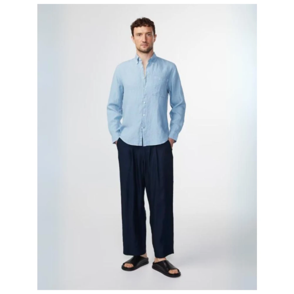 Nn07 Casual linnen overhemd Blue Heren