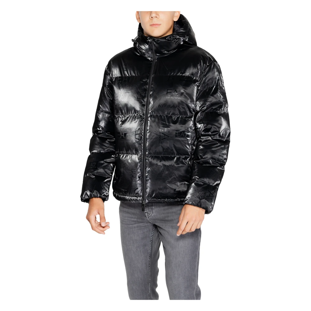 Emporio Armani EA7 Zwarte Hooded Ritsjas voor Mannen Black Heren