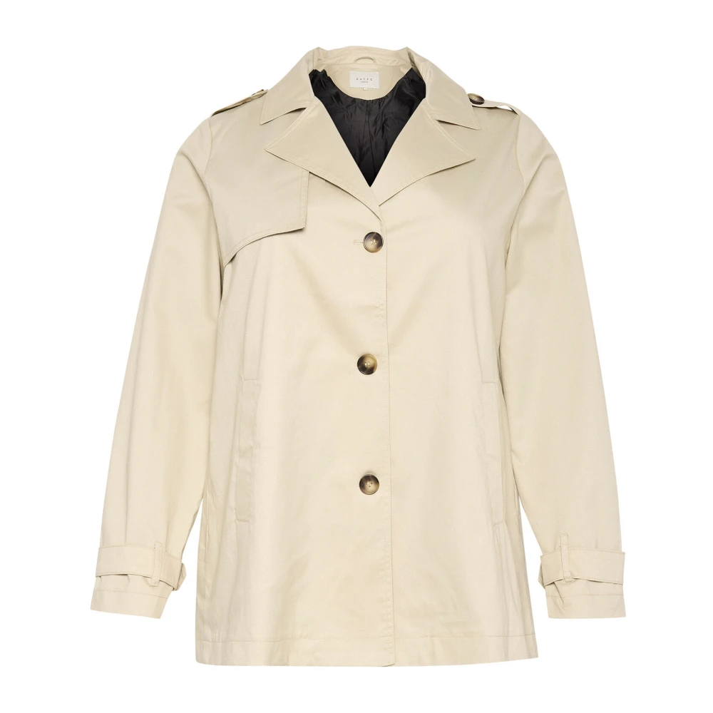 Kaffe Curve Veergrijze jas met klassieke kraag Beige Dames