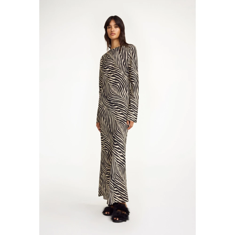 By Malene Birger Zebra Print Maxi Jurk Parise By Herenne Birger Black Dames