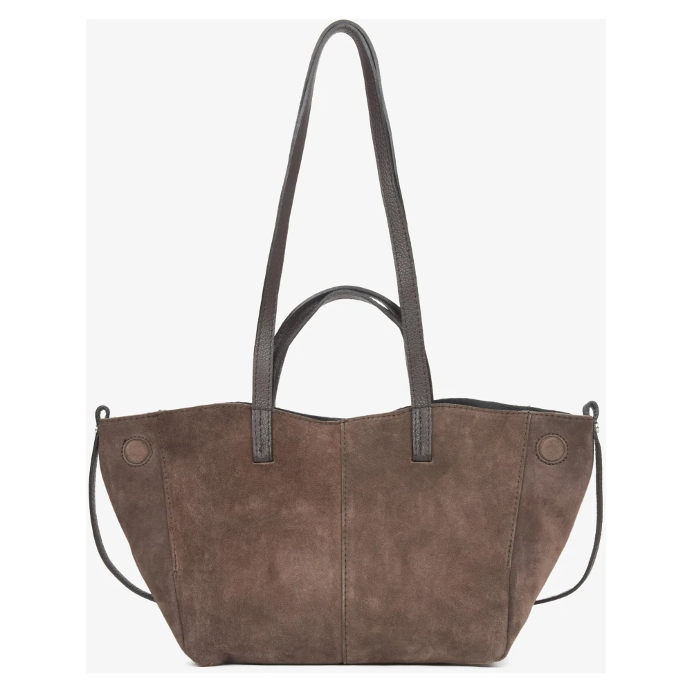 Estro Donkerbruine handtas voor vrouwen met lange handvatten in premium Italiaans fluweel Brown Dames