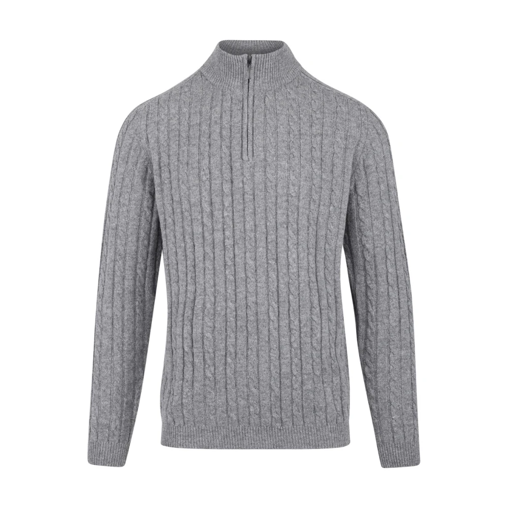 Grå Melange Half-Zip Genser