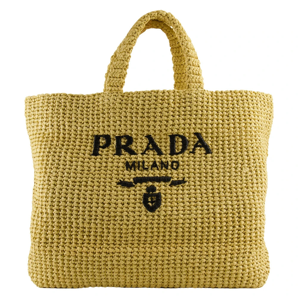 Prada Women's Beige Crochet Tote Bag