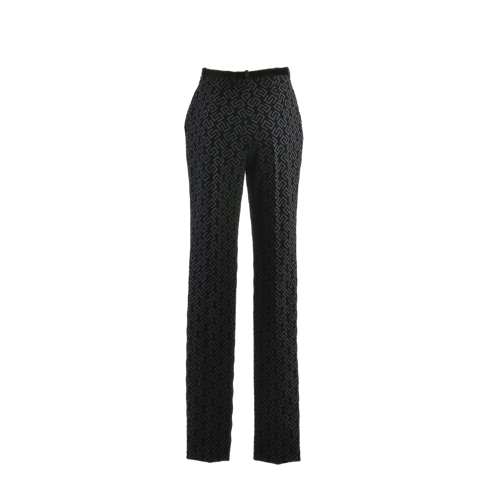 Elisabetta Franchi Stretch Crepe Zwarte Broek Black Dames