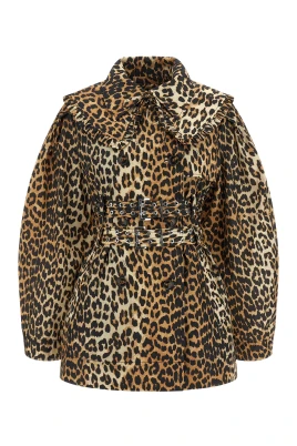 Leopard Duchesse Nylon Short Trench Coat