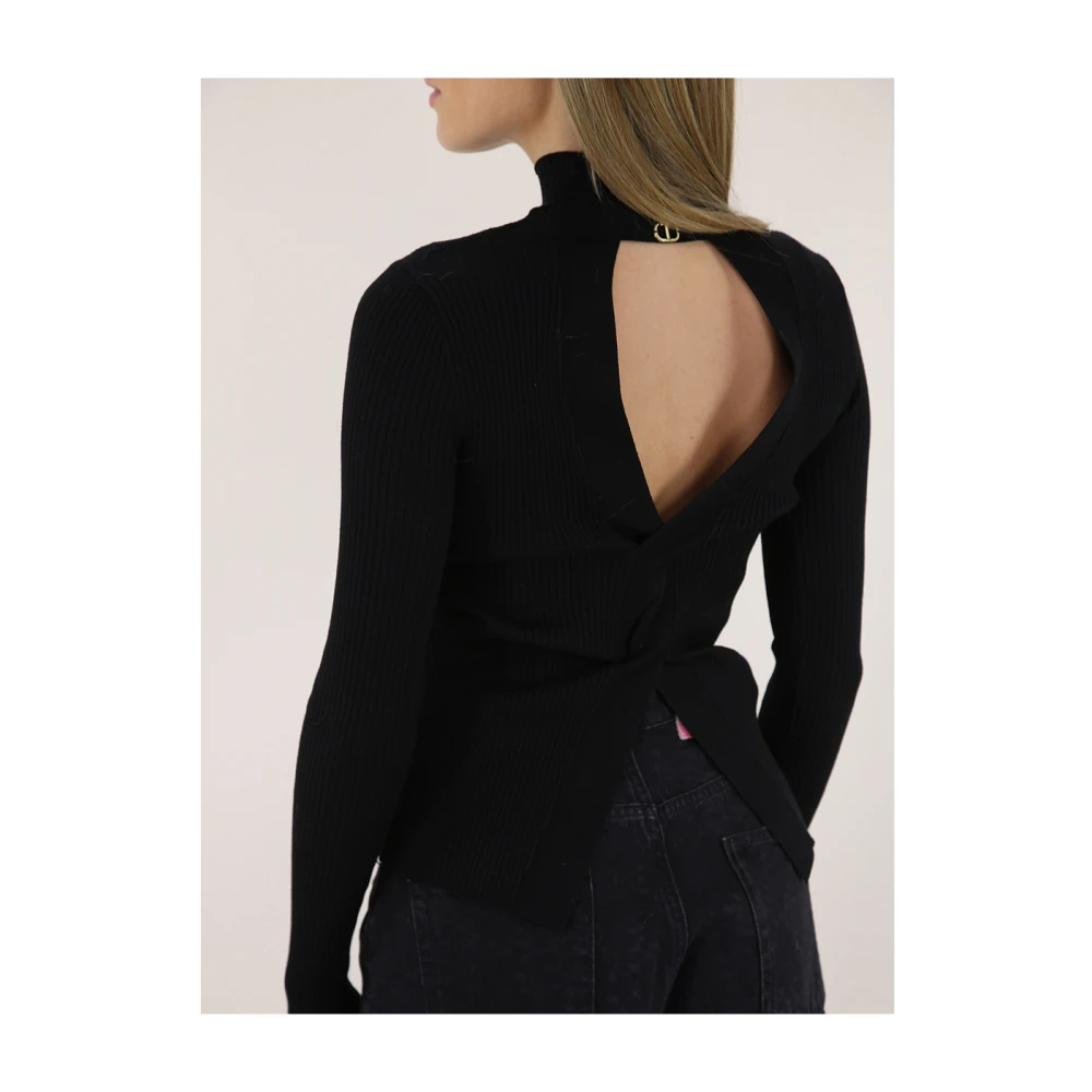 Twinset Zwarte Truien Romantische Stijl Black Dames