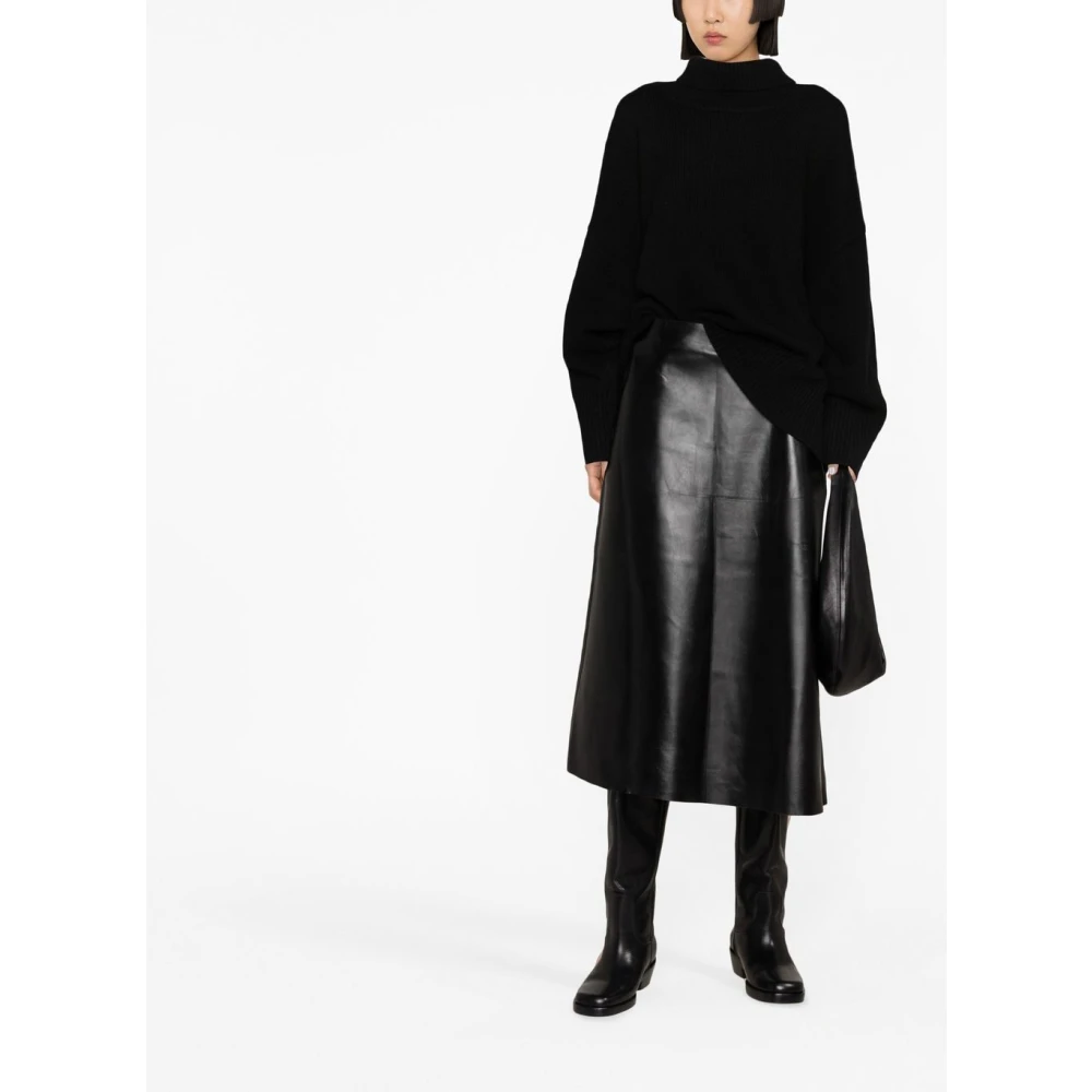 Chloé Zwarte leren midi-rok Black Dames