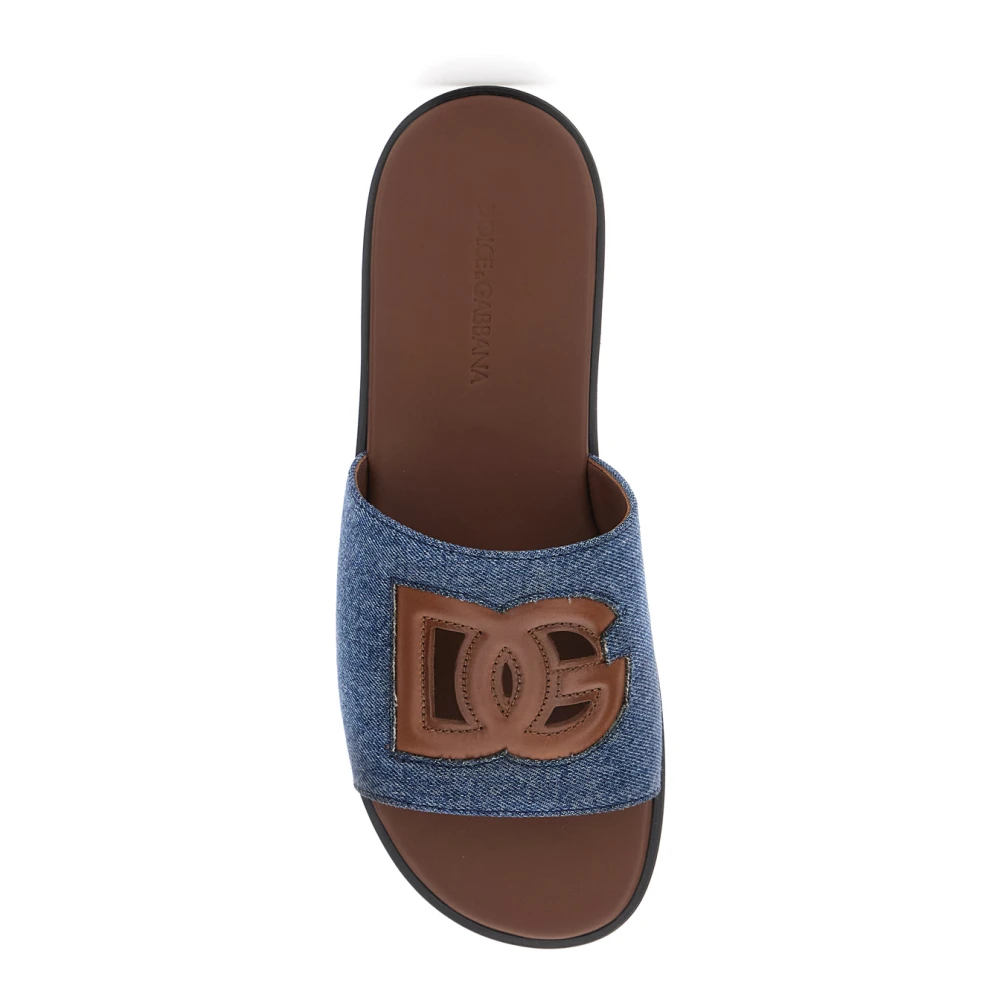 Dolce & Gabbana DG Cutout Denim Sliders