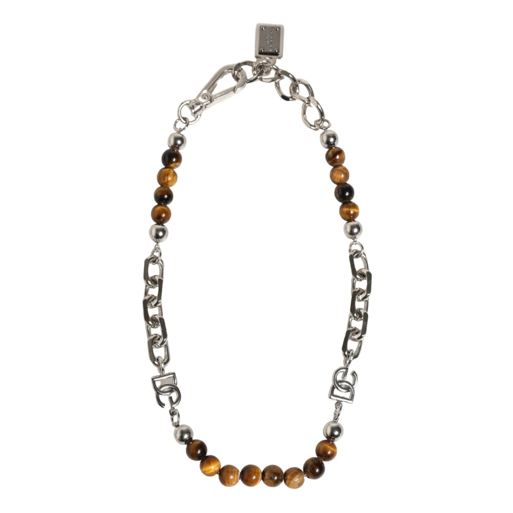 Dolce & Gabbana Women's Gray Chain Beaded Bracelet