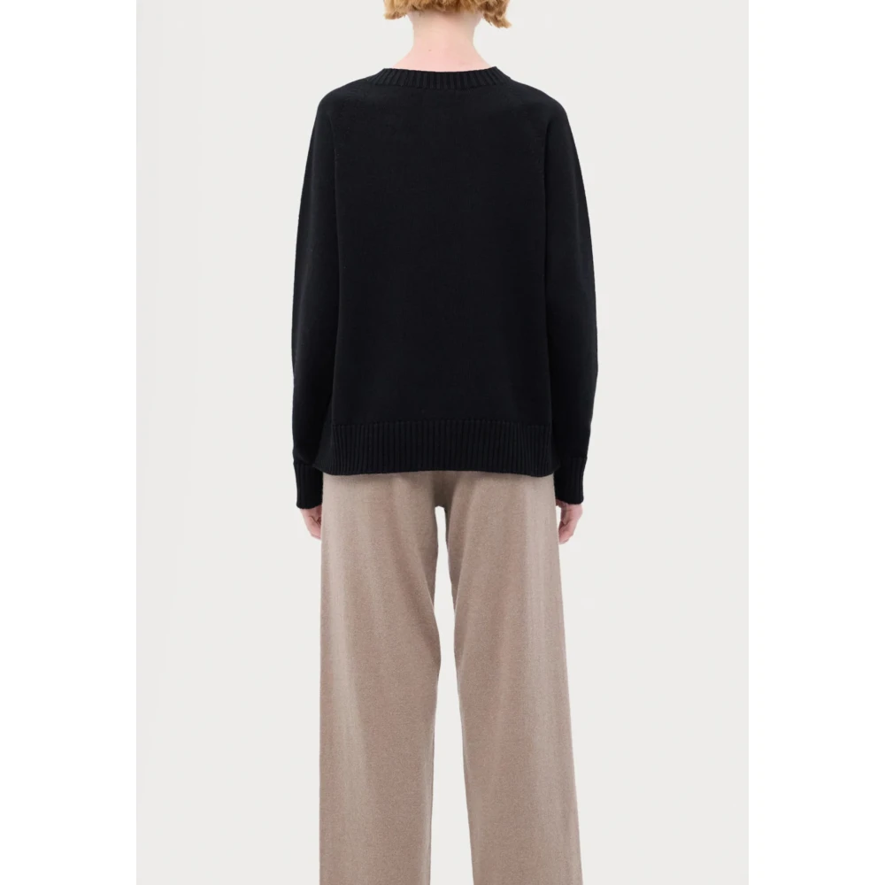 Max Mara Zwarte Crewneck Wollen Trui Black Dames