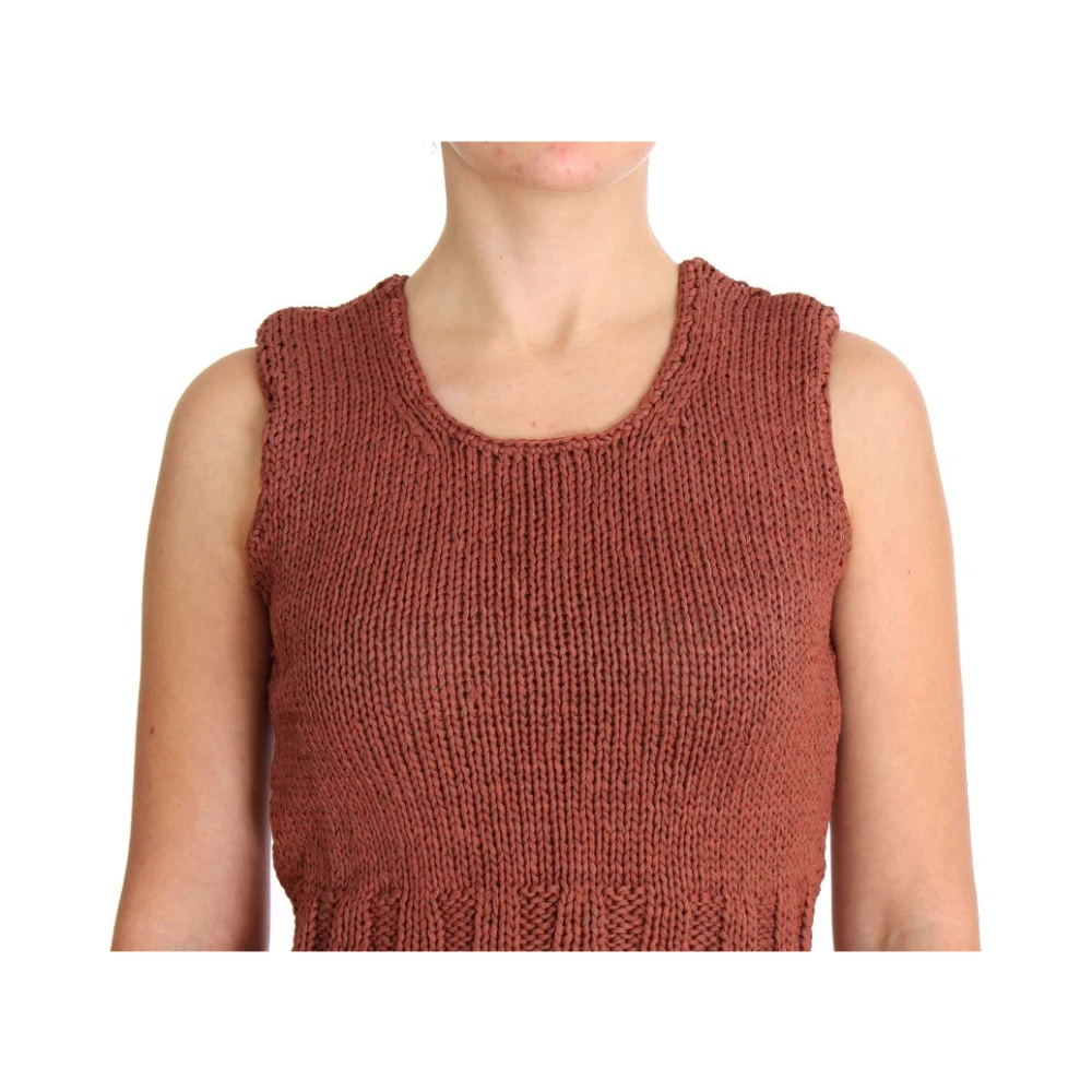 Pink Memories Rode Mouwloze Gebreide Vest Trui Red Dames