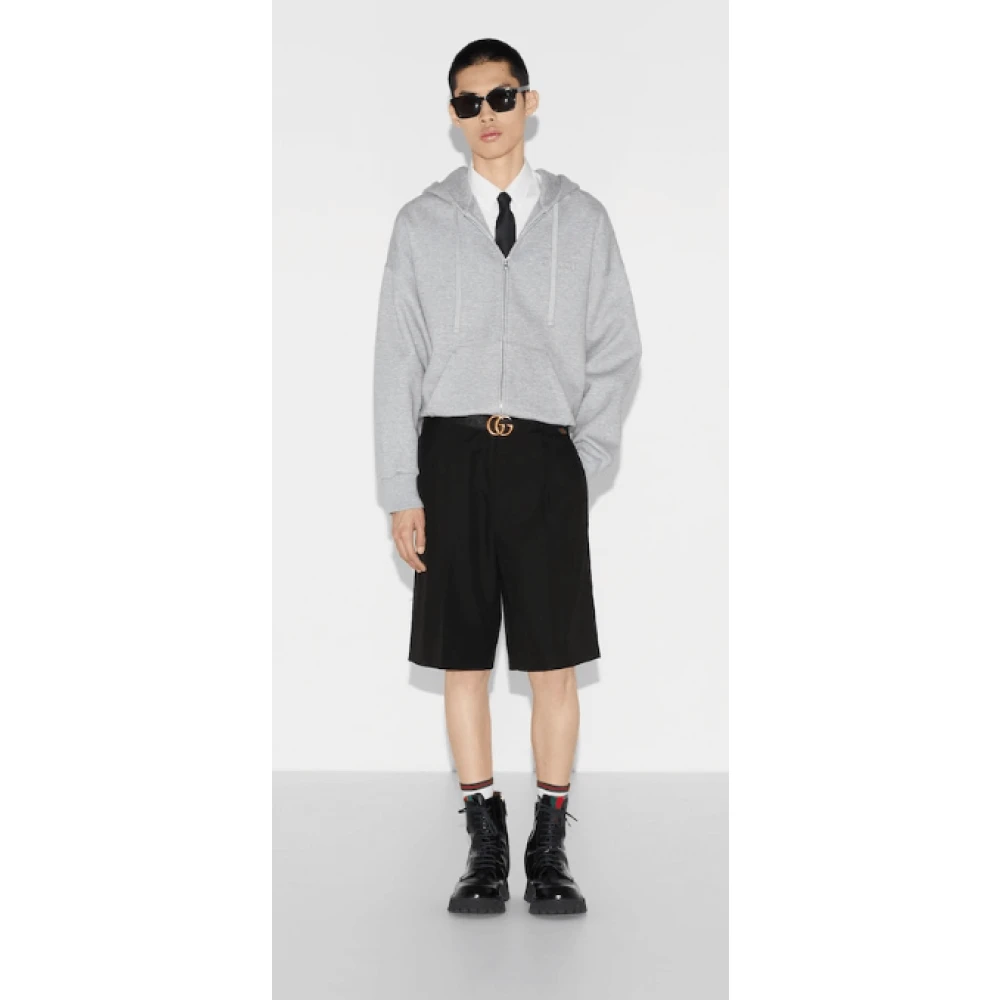 Gucci Heathergrijze Hoodie met Rits Gray Heren