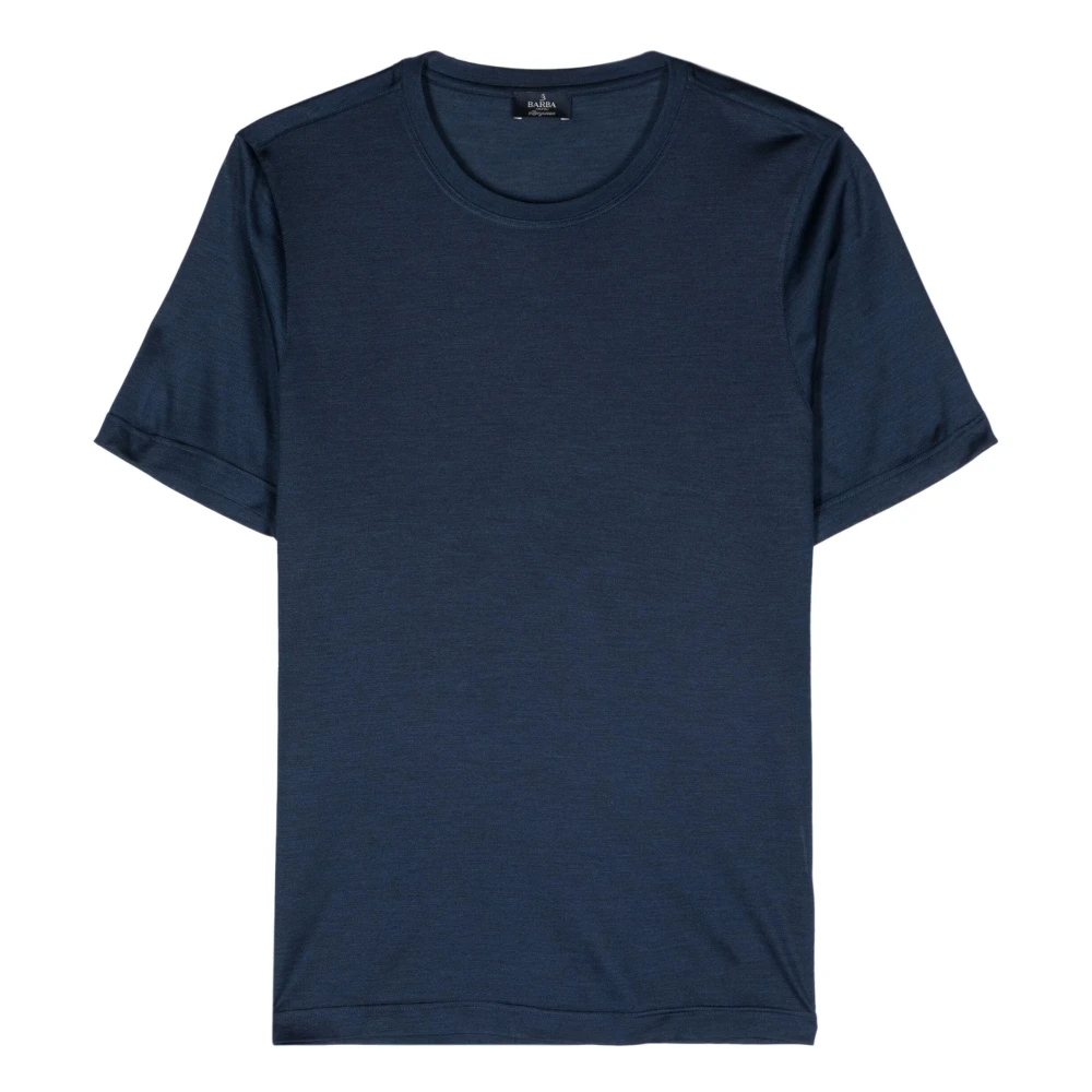 Barba Luxe Zijden T-shirt Made in Italy Blue Heren