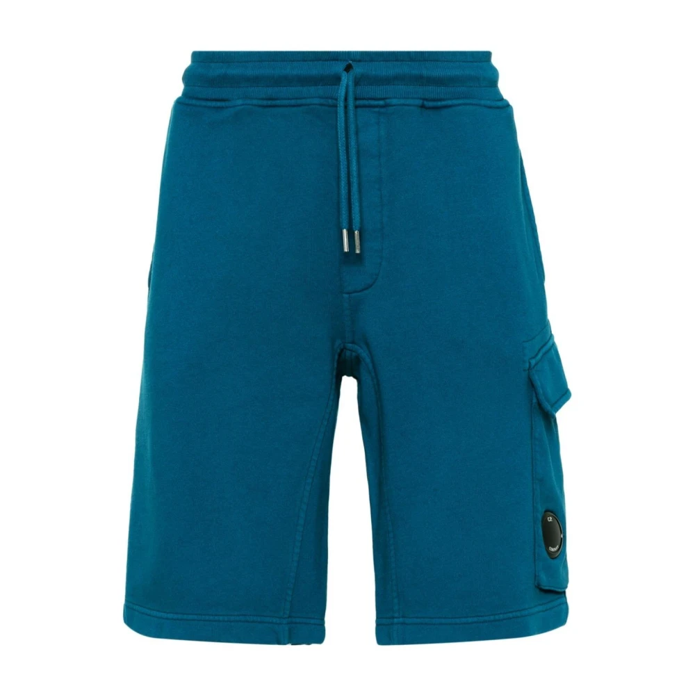 C.P. Company Blauwe Diagonale Fleece Cargo Shorts Blue Heren