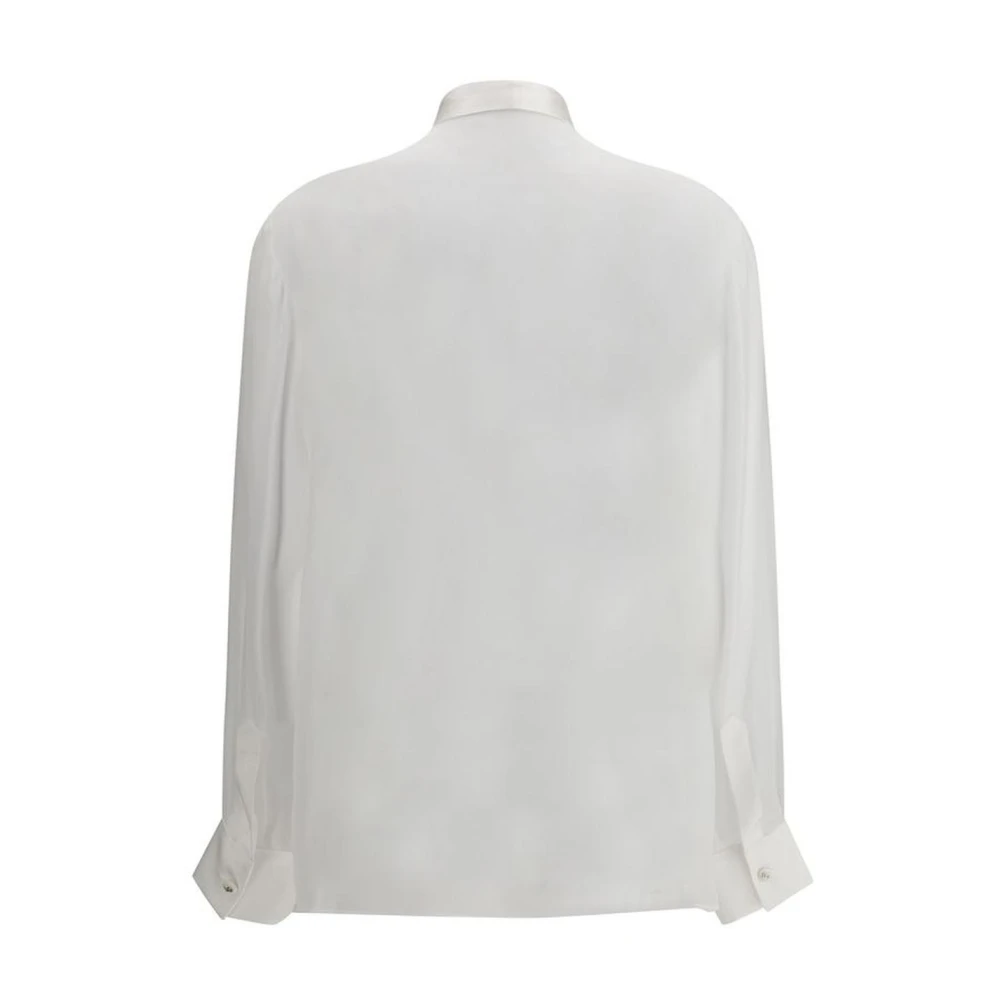 Dolce & Gabbana Zijden chiffon overhemd met strik sjaal White Dames