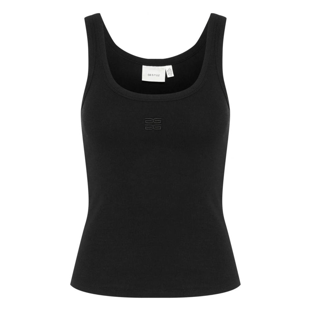 Gestuz Zwart Logo Top 2.0 T-Shirt Black Dames