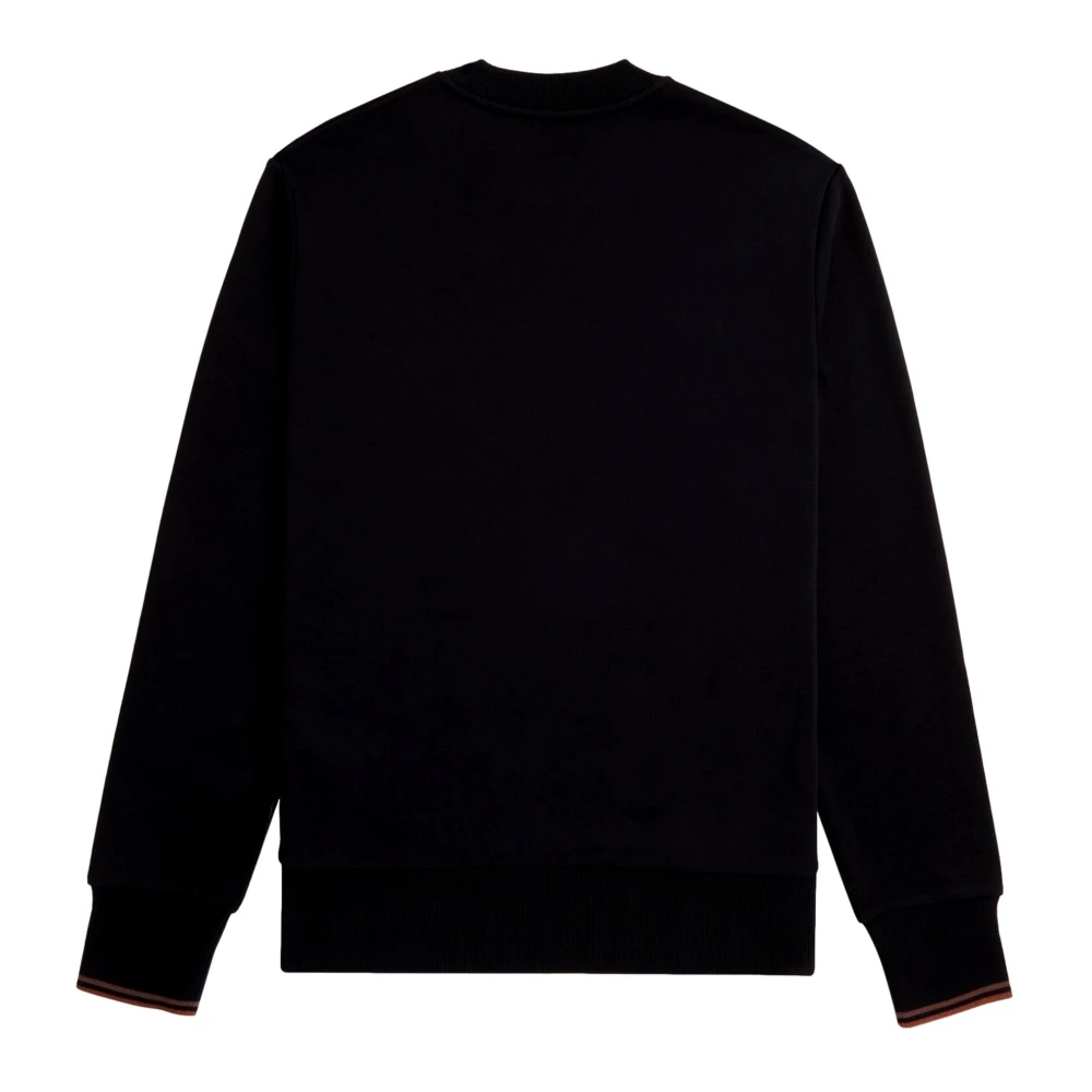 Fred Perry Zwarte Geborduurde Logo Ronde Hals Sweatshirt Black Heren