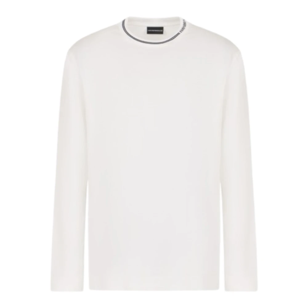 Emporio Armani Wit Langemouw Logo Kraag Jersey White Heren