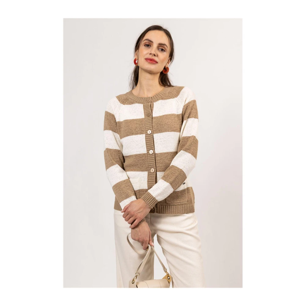 Roberto sarto Gestreepte Vest Woestijn Offwhite Multicolor Dames