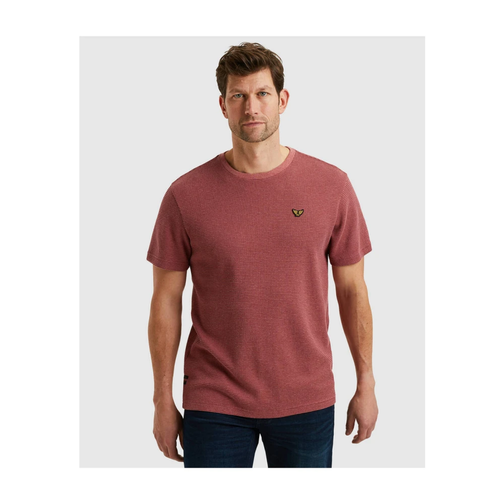 PME Legend Gestreept Kortemouw T-shirt met Textuur Brown Heren
