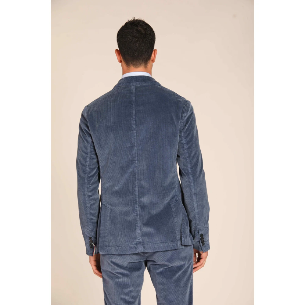 Mason's Velvet 500-Stripes Regular Fit Blazer Blue Heren