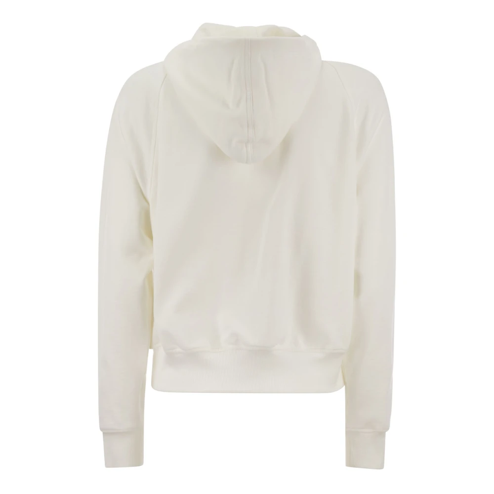 BRUNELLO CUCINELLI Katoenen fleece hoodie met glanzende biezen White Dames