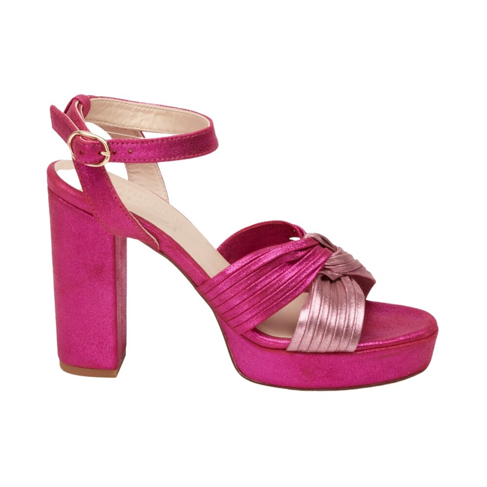 Roze blokhakpomp met knoopdetail FABIENNE CHAPOT Sandalen met