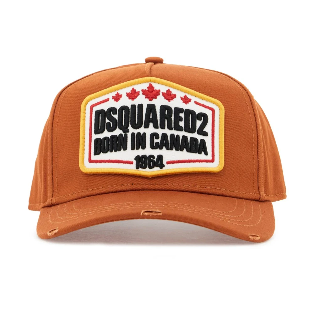 Dsquared2 Logo Patch Distressed Baseball Cap Brown Unisex