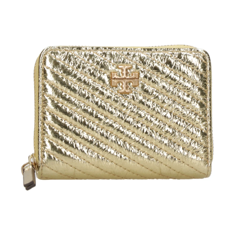 TORY BURCH Gouden Nappa Chevron Portemonnee met Logo Yellow Dames