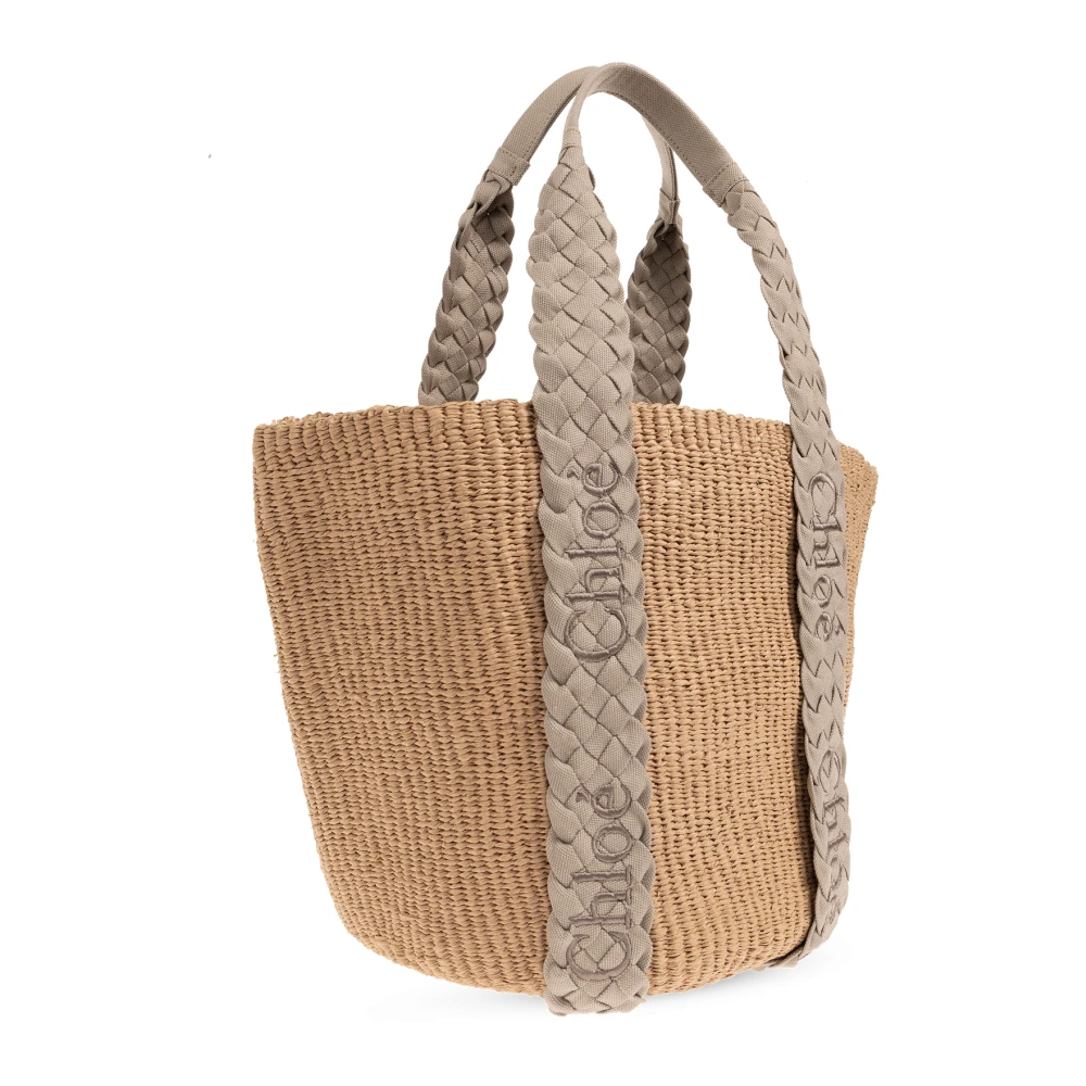 Chloé Handgeweven Beige Mandtas met Leren Afwerking Beige Dames