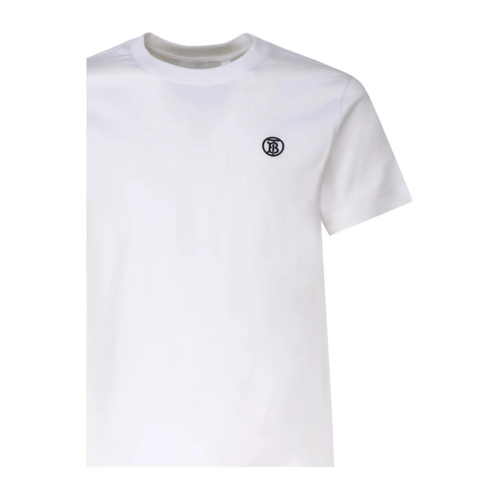 Burberry Witte Jersey Geweven Logo T-shirt White Heren