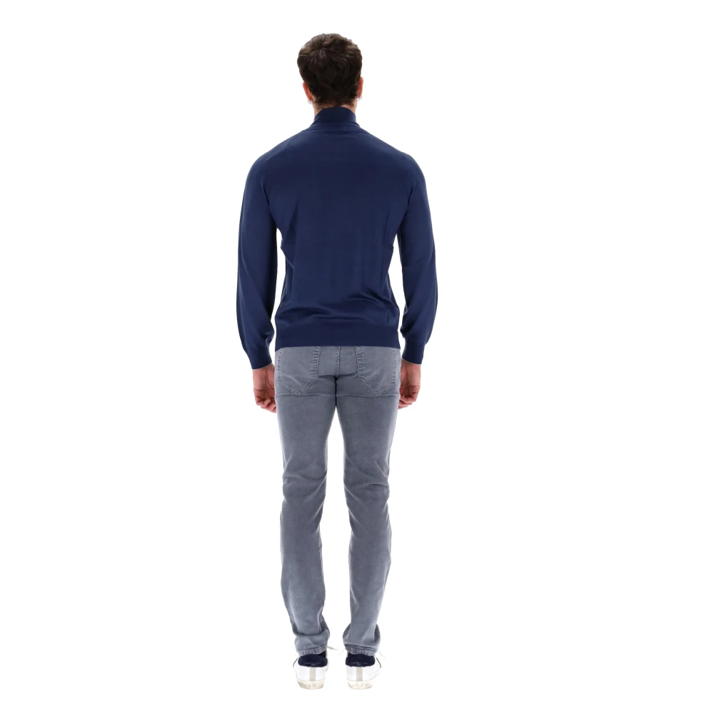 BRUNELLO CUCINELLI Luxe Wol-Kasjmier Volledige Rits Trui Blue Heren