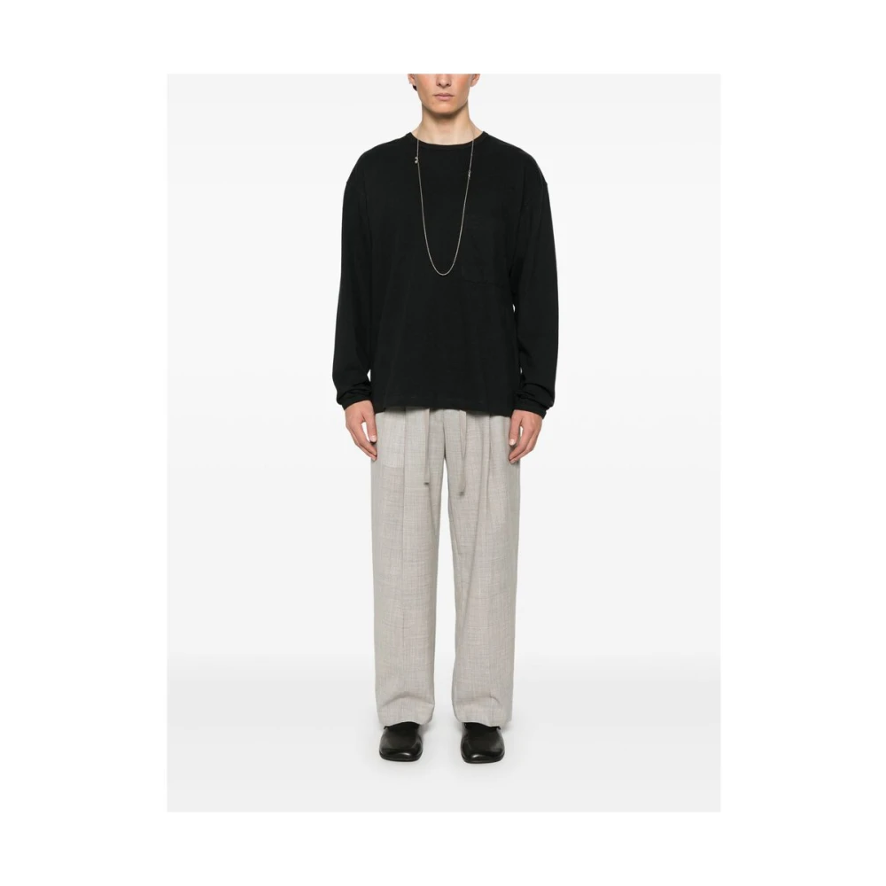 Lemaire Zwarte Ronde Hals Lange Mouw T-shirt Black Heren
