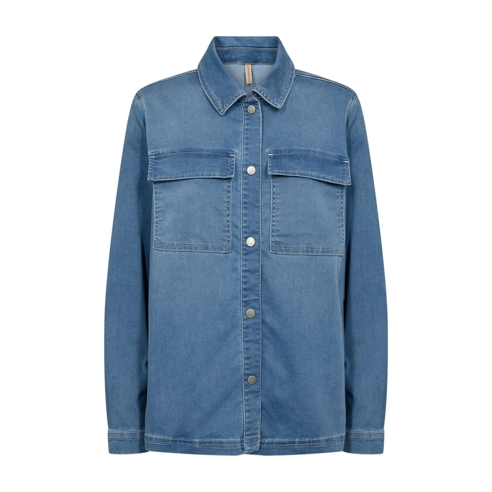 Soyaconcept Denim Blouse met Klassieke Kraag Blue Dames