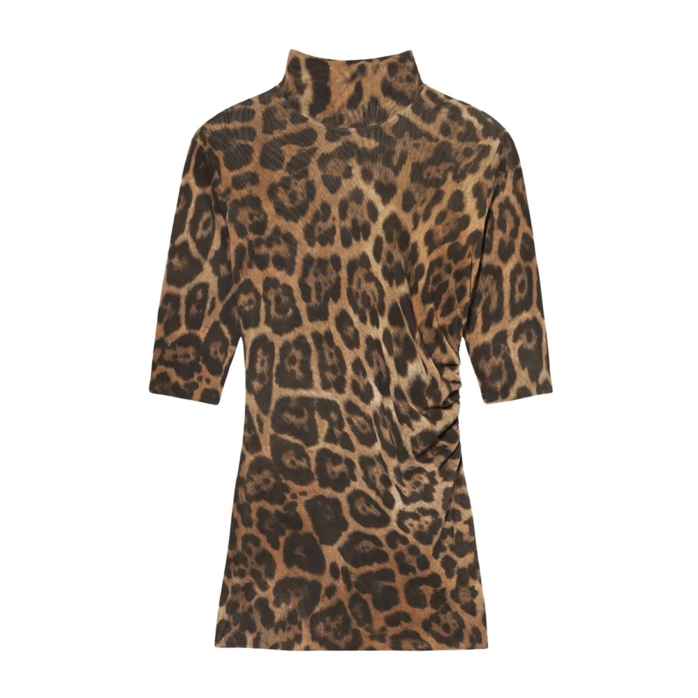 Stella Mccartney Luipaardprint hoge hals top Brown Dames